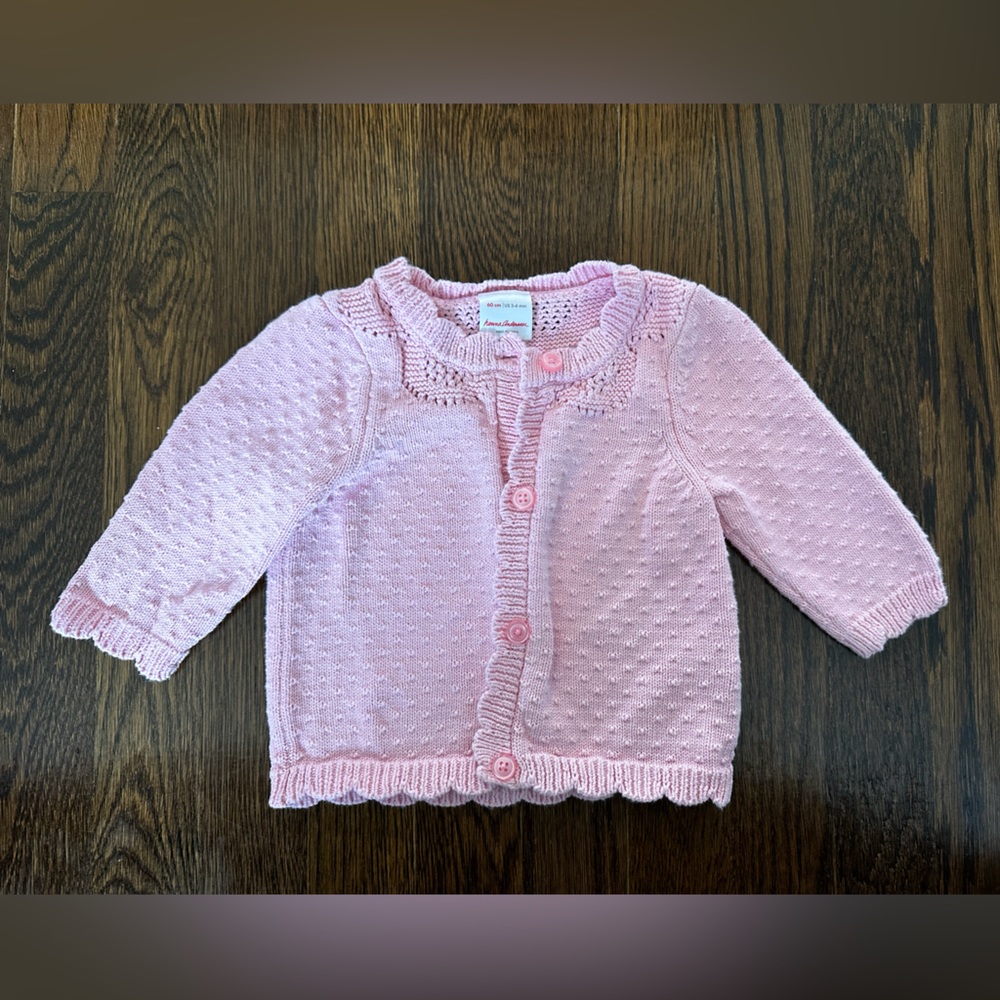 Hanna Andersson 100% Cotton // PINK Cardigan Sweater 3-6m